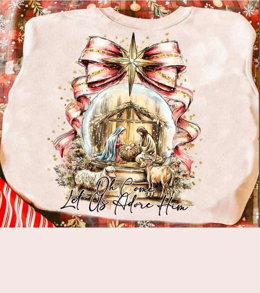 Nativity Snow Globe Tee - Adult