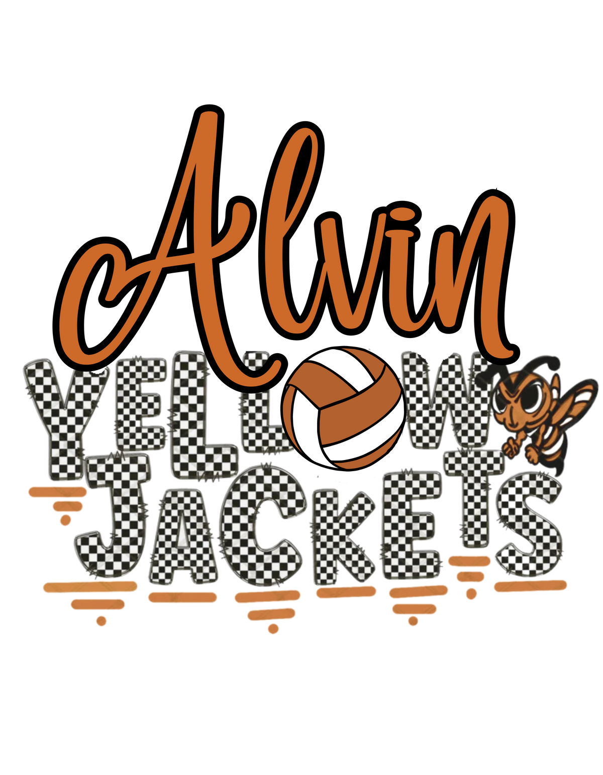 Jackets Volleyball Checkered Font